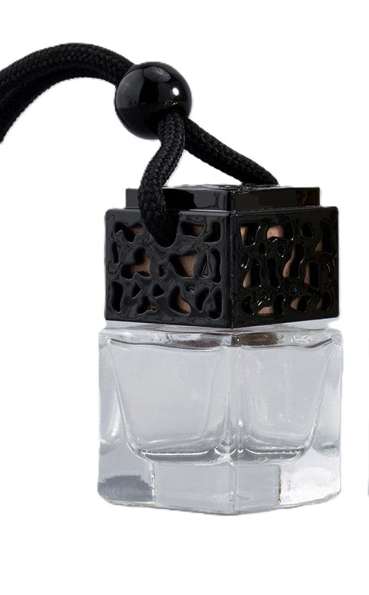 square glass car diffuser bottle with liquid in